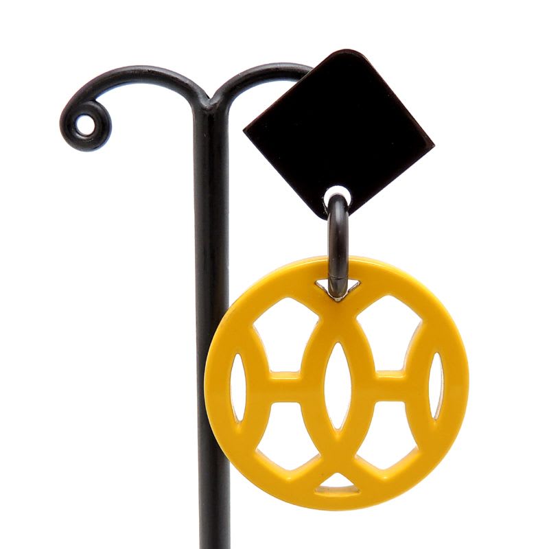 Hermes Enamel Yellow Peace Sign Earrings