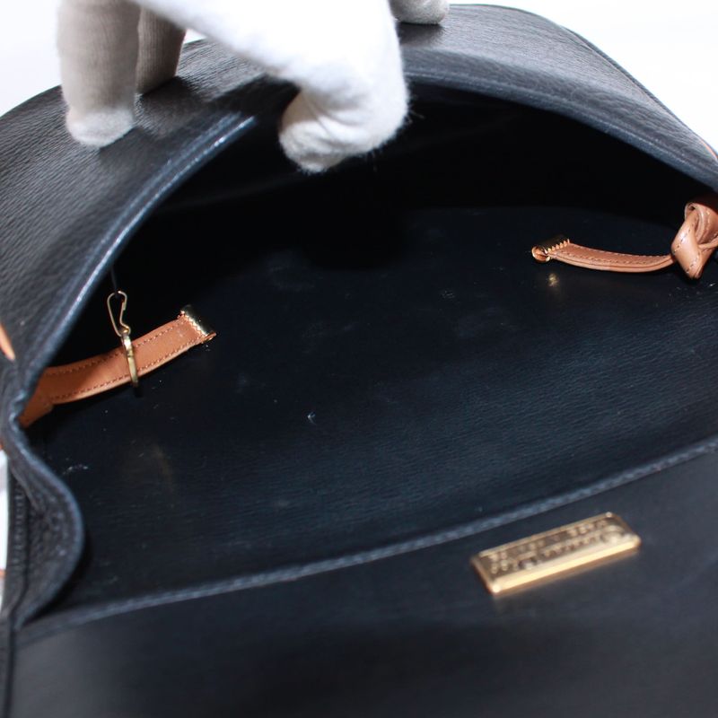 Christian Dior Leather Brown And Black Shoulder Bag Gold