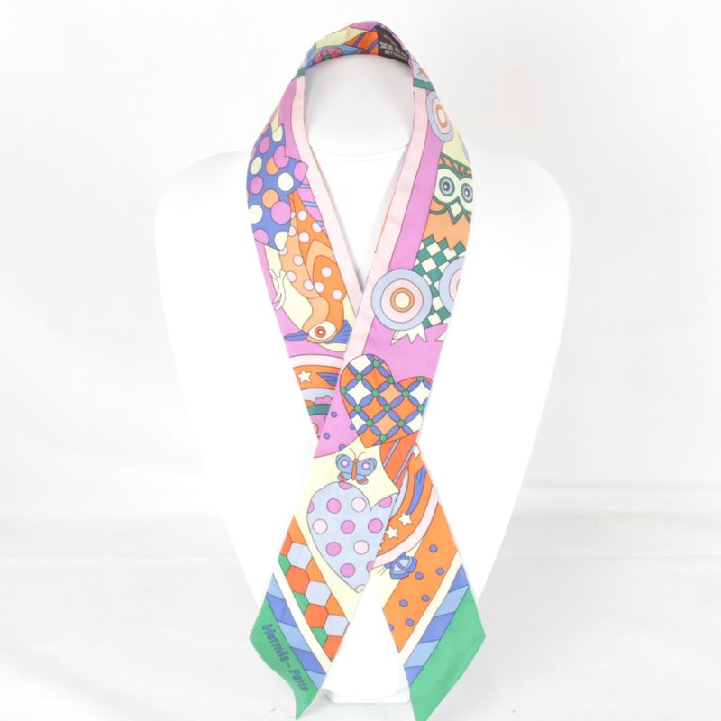 Hermes Twilly Whispering In The Woods Scarf With Box Silk Multicolor Pop