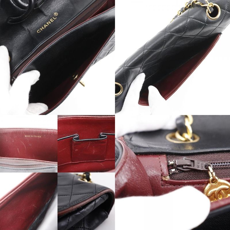 Chanel Chain Shoulder Matelasse Double Chain Lambskin Black Ladies Shoulder Bag