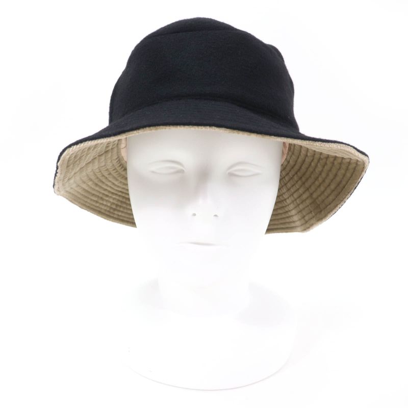 Hermes 100% Cashmere Silver Hardware Cadenas Zip Bucket Hat Black 56 Made In