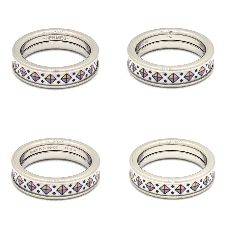 Hermes Ring Collier De Chien PM T57 Approx 16 Confetti Enamel Print Metallic