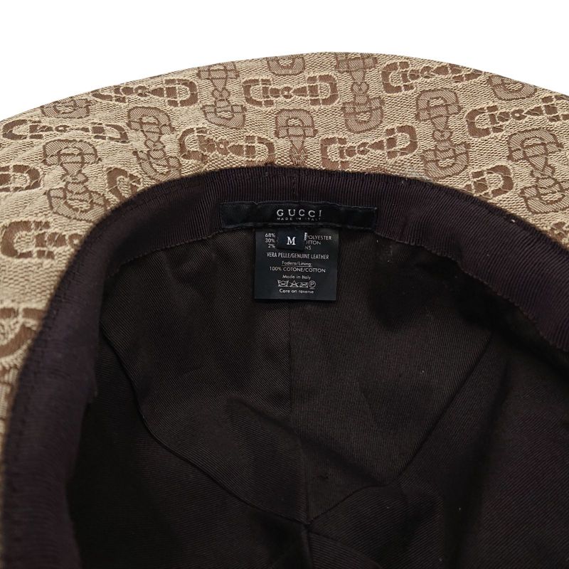 Gucci Bucket Hat Horsebit Brown Beige Green Size M