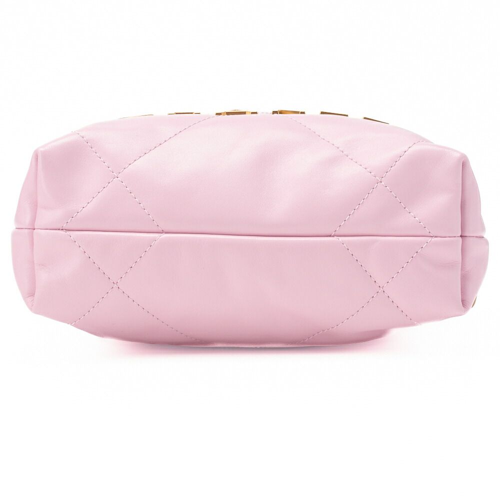 Chanel 22 Mini Calfskin Pink Drawstring Chain Shoulder Bag With Gold Hardware