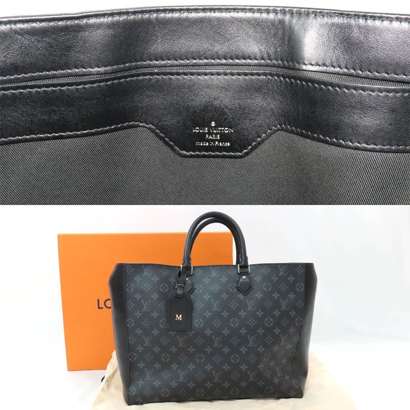 Louis Vuitton Grand Sac M44733 Monogram Eclipse Tote Bag Black Gray -