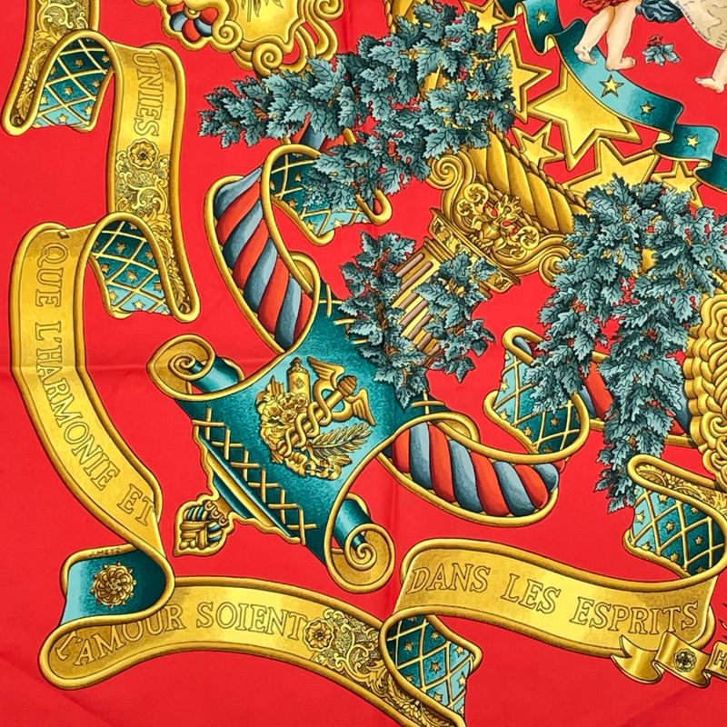 Hermes Scarf Carre 90 Silk Europe European Goddess Child Red