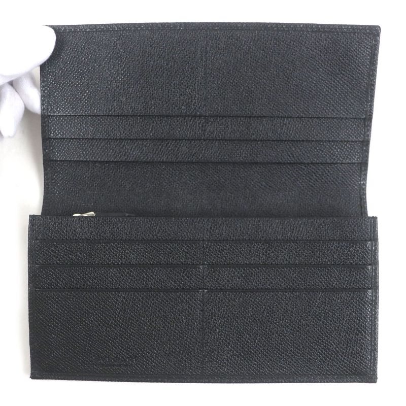 Bvlgari Leather Bvlgari Man Silver Hardware Long Wallet Black With Box Made In