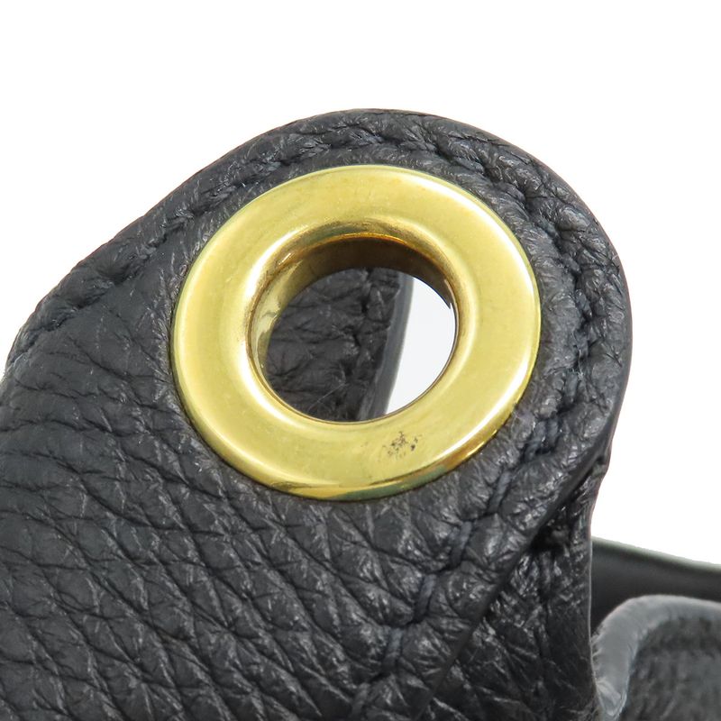 Prada Shoulder Bag Metal Logo Leather Nero Gold Hardware Black Vitello Phenix