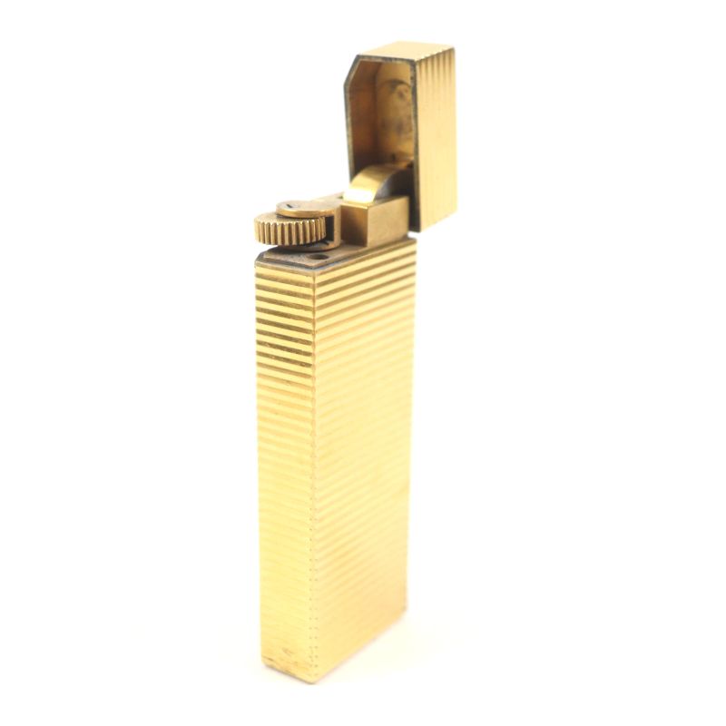  Cartier Pentagon Striped Pentagonal Roller Gas Lighter Gold