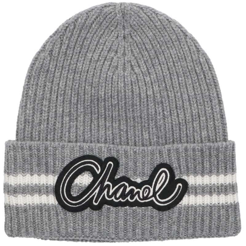Chanel Logo Patch Knit Cap Beanie Men's