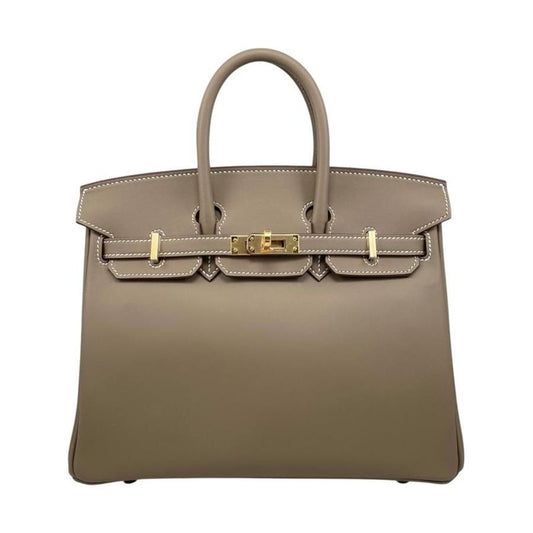 Hermes Handbag Birkin 25 W Engraved Swift Etoupe Glaze Gold Hardware Hermes