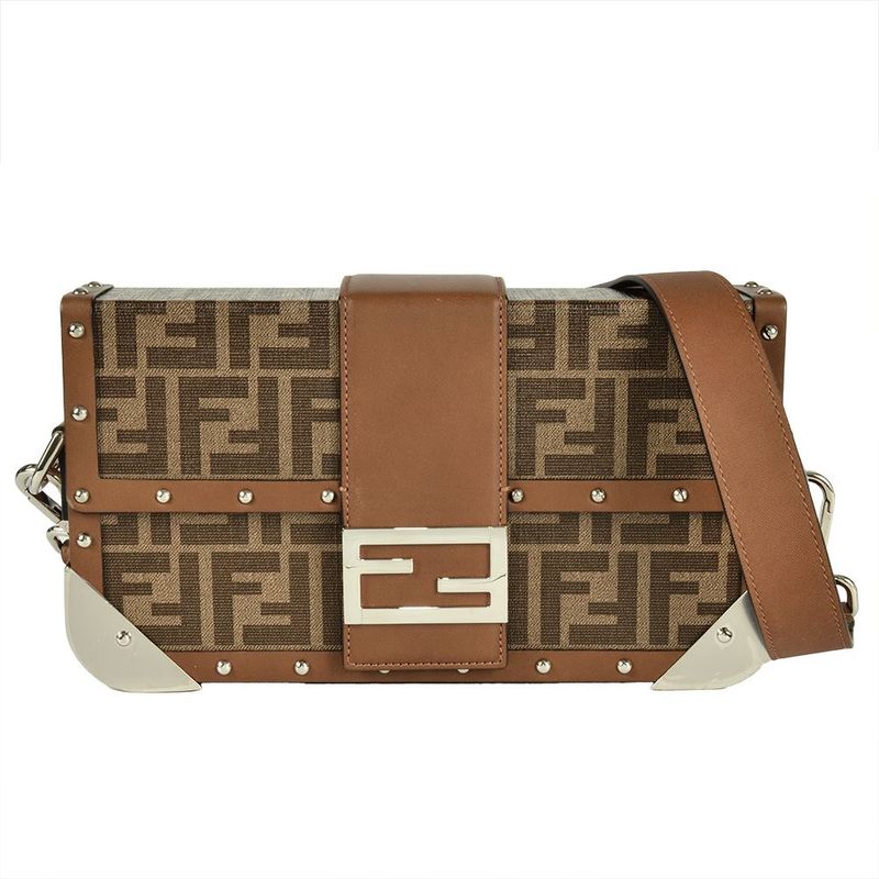Fendi Zucca Trunk Shoulder Bag PVC Leather 7va498 Brown Women