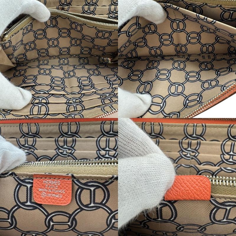 Hermes Azap Long Silk Inn Round Zipper Long Wallet Branded Card Holder Coin