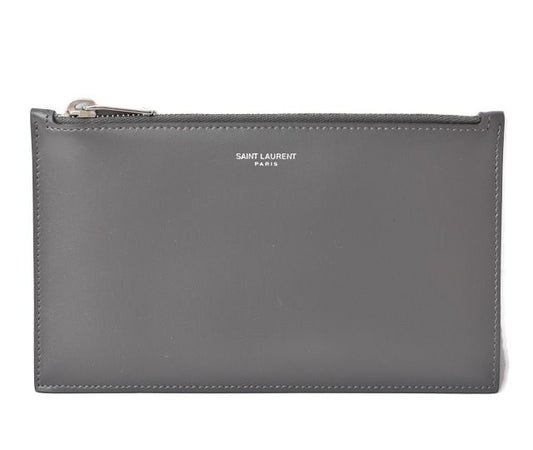 Unused Saint Laurent Paris Flap Pouch Clutch Bag Gray