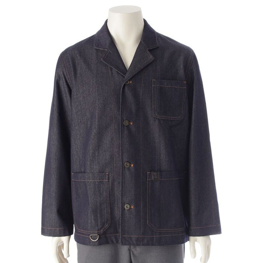 Loewe Denim Wool Calfskin Work Anagram Leather Patch Tailored Jacket Light