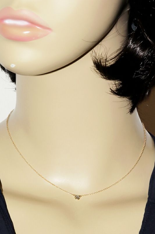 Tiffany & Co Pendant Necklace 18K Yellow Gold Diamond 1P (012ct) Elsa Peretti