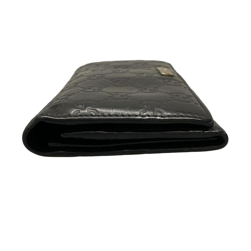 Gucci Long Wallet Stripe Line Metal Bar 244946 Black Leather