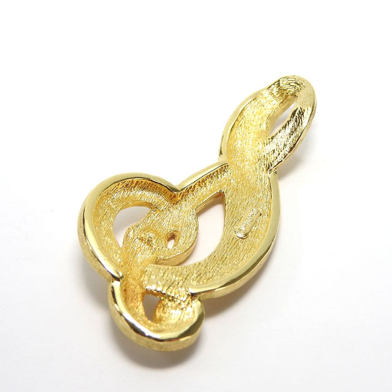 Christian Dior Pendant Top Metal Gold Clear Accessories Music Note Rhinestone