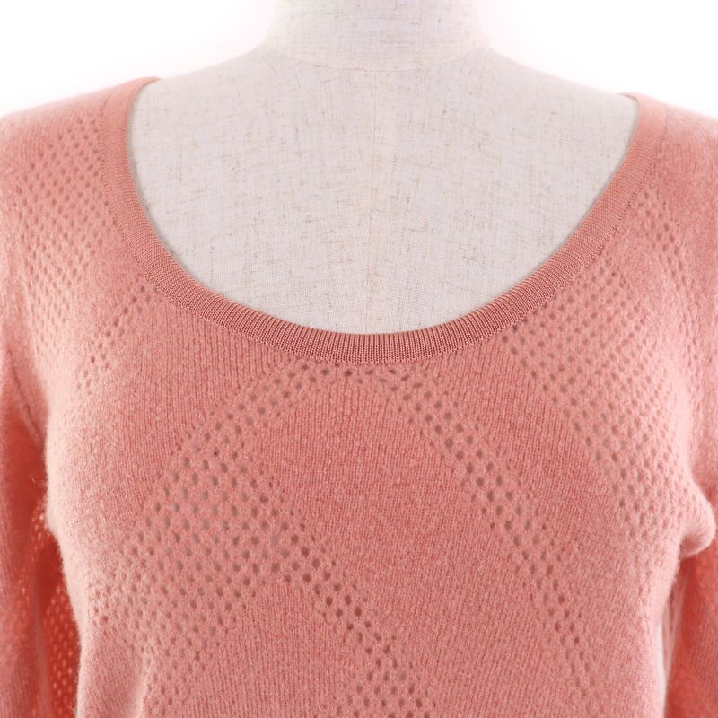 Hermes 22AW 2h2618dc Wool Cashmere Blend Long Sleeve Knit Top Pink 34 Made In