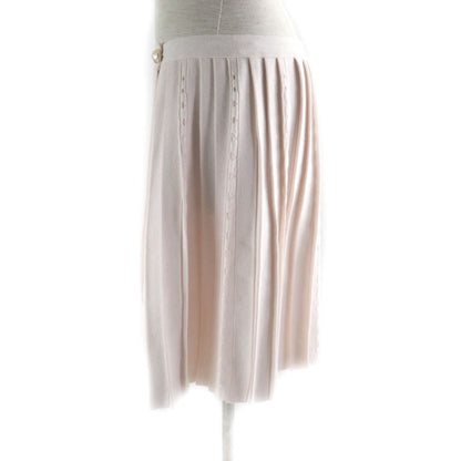 CHANEL P43884 F Knit Pleated Skirt With Pearl Coco Mark Buttons Wrap Skirt