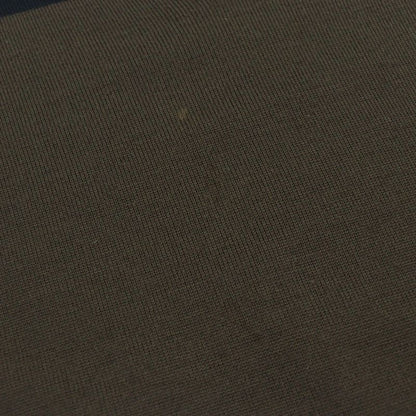 Hermes 100% Wool V-neck Bicolor Shoulder Border Pattern Knit Sweater Khaki