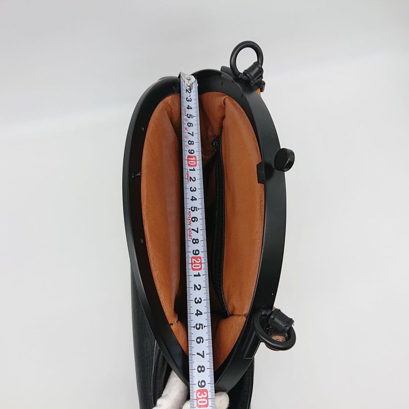 Gucci Bamboo Clasp Handbag Black Leather