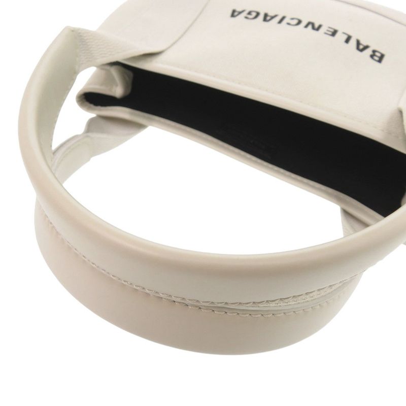 Balenciaga 2WAY With Pouch Navy Cabas Su XS 390346 Canvas White Handbag White