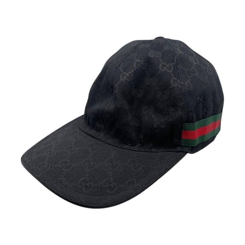 Gucci Hat Baseball Cap 200035 XL Size Original GG Canvas Black Gucci