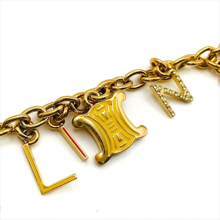 Celine Triomphe Gold Line Stone Bracelet