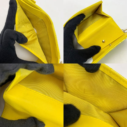 Christian Dior Patent Leather Cannage Charm Yellow Trifold Wallet