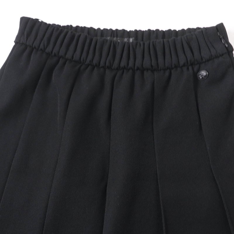CHANEL P46707v34279 100% Wool Coco Mark Button Pleated Skirt Black 34 Made In