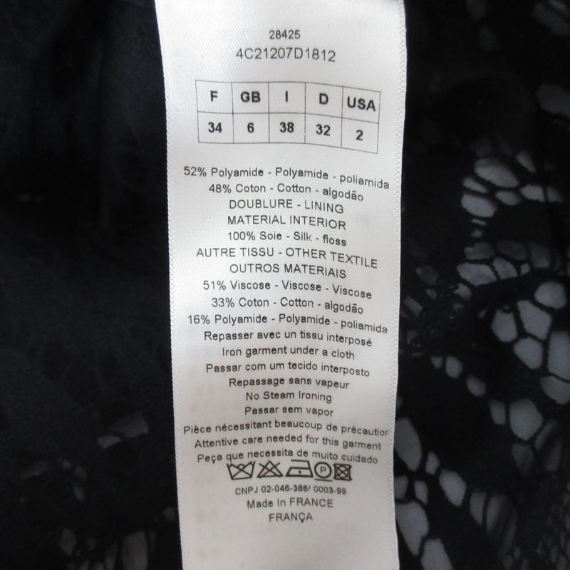 Christian DIOR Raf Simons Period Sheer All Lace Blouse Shirt Size F34 Navy