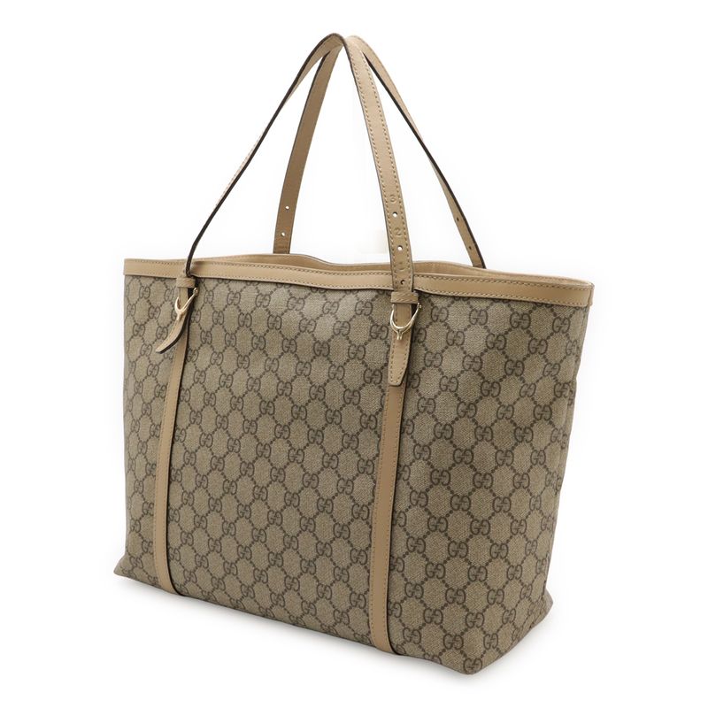 Gucci Nice GG Supreme Tote Bag Shoulder Tote Shoulder Bag PVC Leather Beige