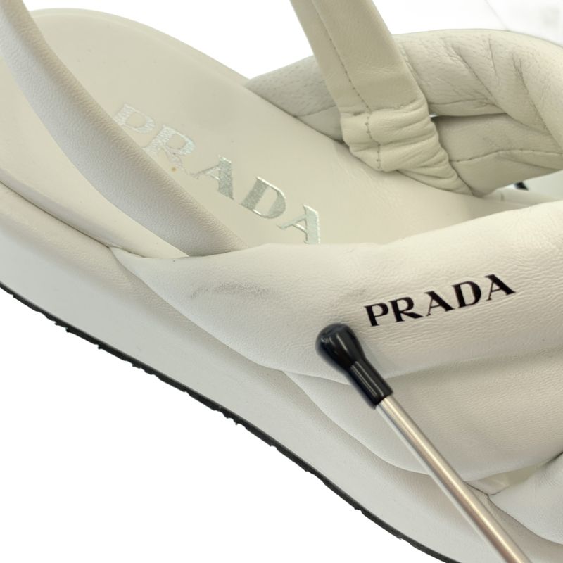 Prada Leather Platform Sandals - 36 1 2 - White - Women's