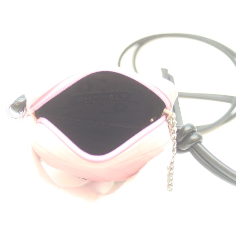 Chanel A25177 No 8 Pink Black Cambon Small Pochette Shoulder Bag Black Quilted