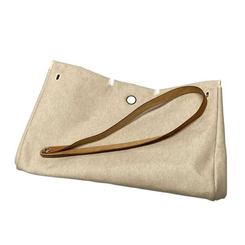 Hermes Handbag Herbag GM Ivory X Light Brown Silver Hardware Leather