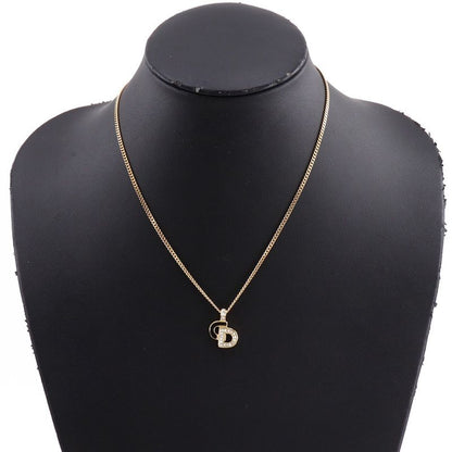[dior] Christian Dior CD Logo Gold Plated And Rhinestone Ladies 7.2g Necklace