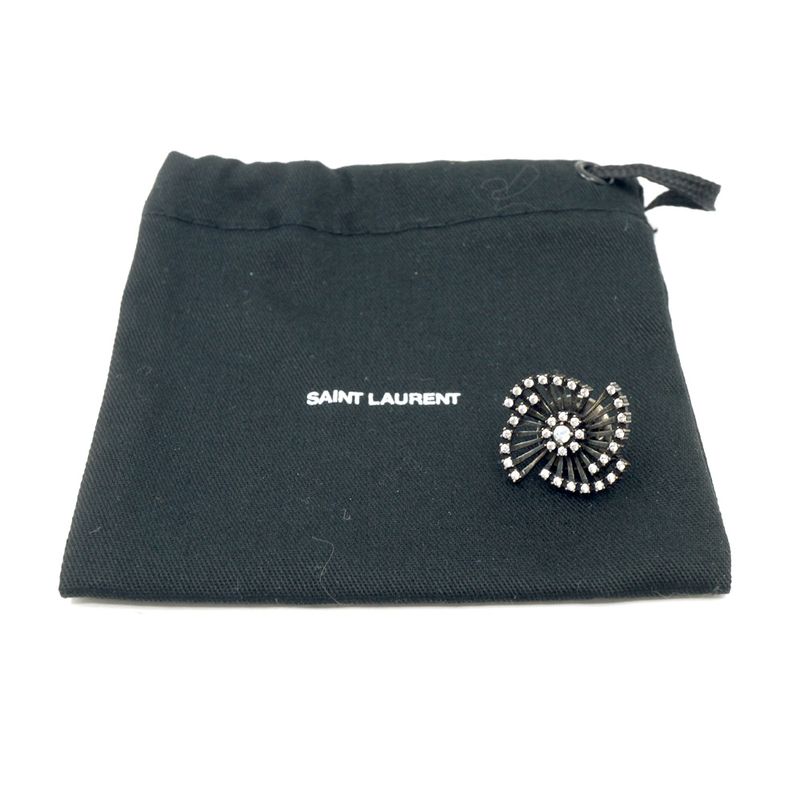 Saint Laurent Pin Brooch Rhinestone Approx 2.9g Black Clear Accessories