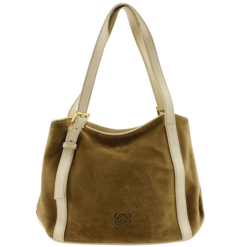 Loewe Anagram Suede Brown Women's Shoulder Bag