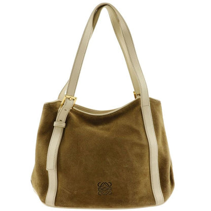 Loewe Anagram Suede Brown Women's Shoulder Bag