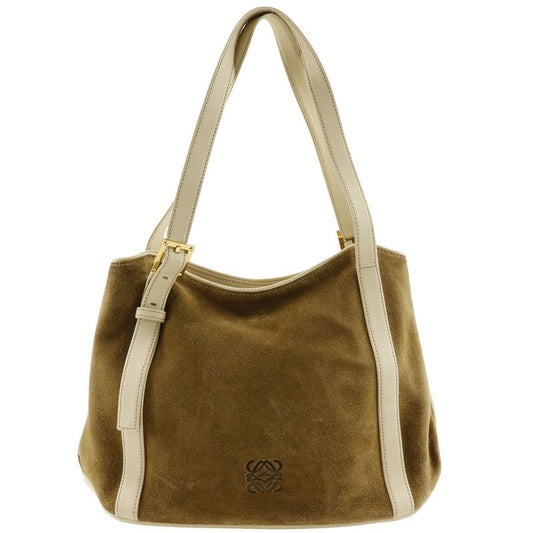 Loewe Anagram Suede Brown Women's Shoulder Bag