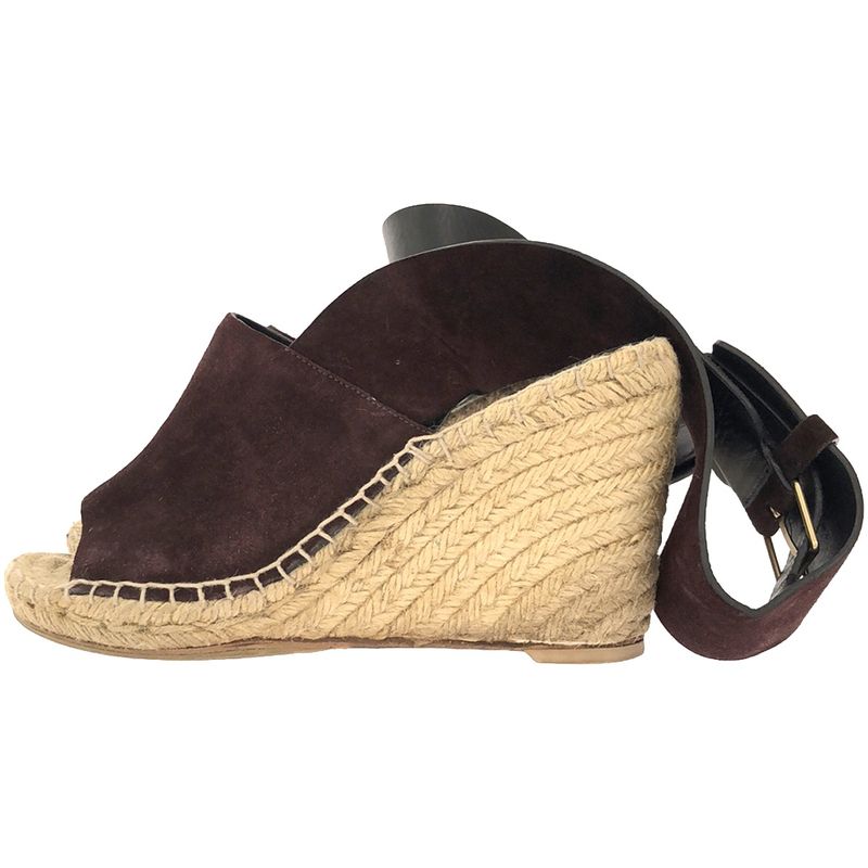 Celine Espadrille Wedge Sole Sandals in Burgundy