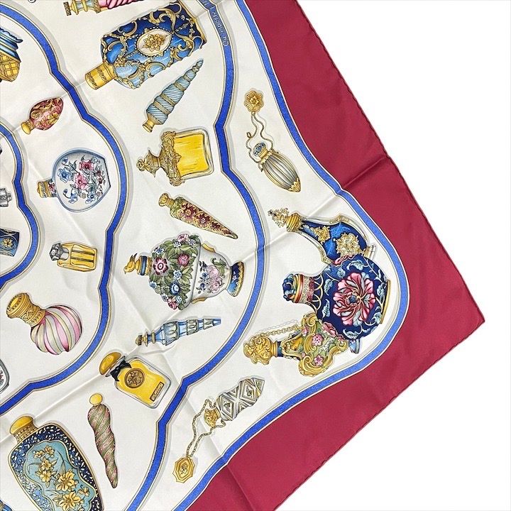 Hermes Carre 90 Large Scarf Shawl Silk Perfume Pattern
