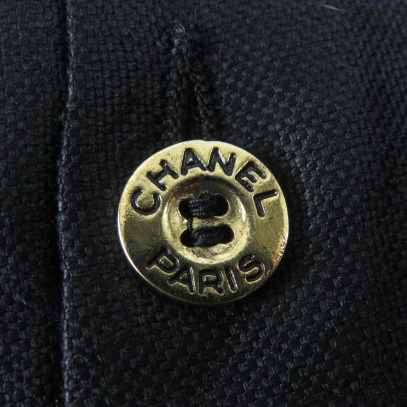 CHANEL Vintage 150466d4 A250078 100% Linen 100% Silk Lining Logo Button Tight