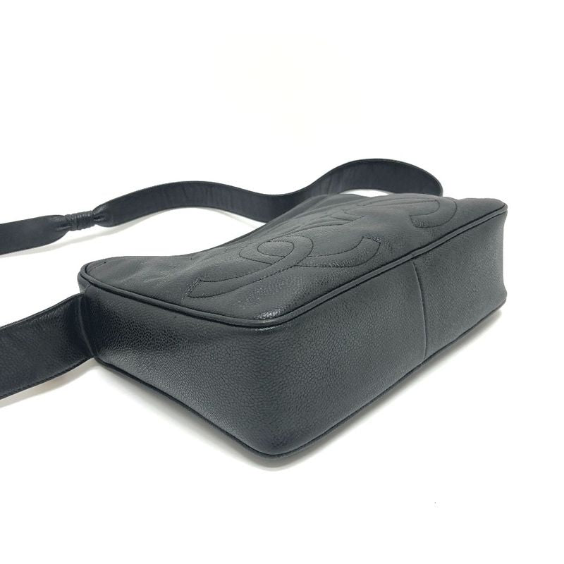 Chanel Shoulder Bag Triple Coco A04633 Caviar Skin Black