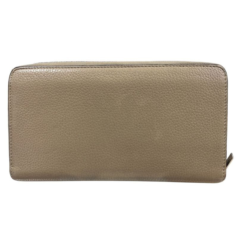 2853 Celine Large Zipped Wallet Long Zipper Beige Preowned W-Tn-3106