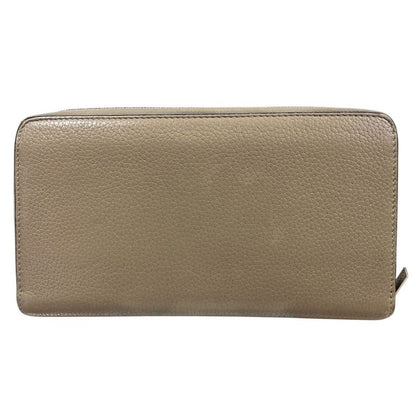 2853 Celine Large Zipped Wallet Long Zipper Beige Preowned W-Tn-3106
