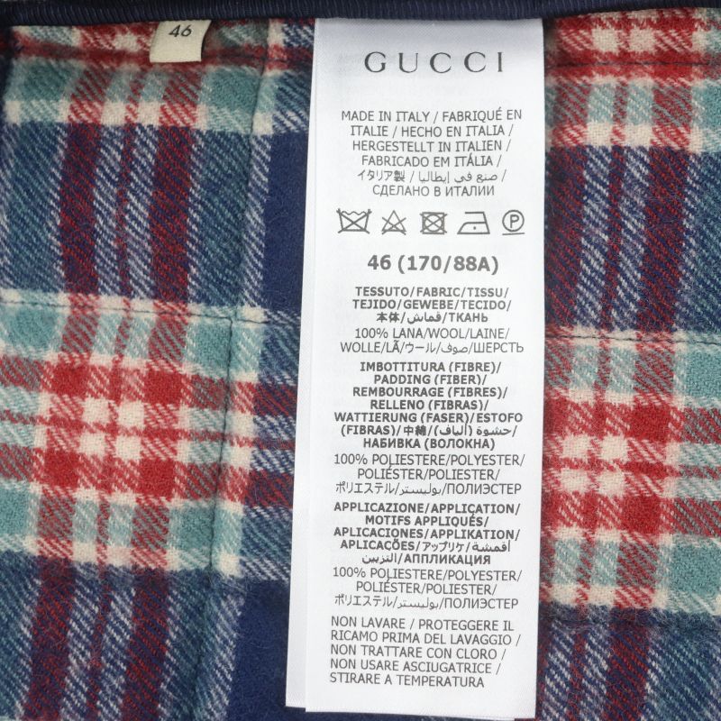  Gucci 22SS 683264 Gucci Tiger 100% Wool Quilted Checkered Back Logo Patch