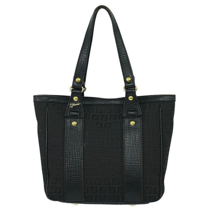 Authentic Fendi Zucchino Tote Handbag Canvas Black 8bh161 Zucchino Bag Pre-owned