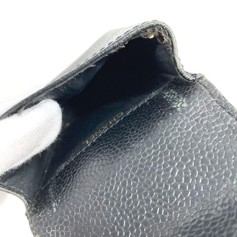 Chanel Cigarette Case CC Coco Logo A13511 Caviar Skin Black